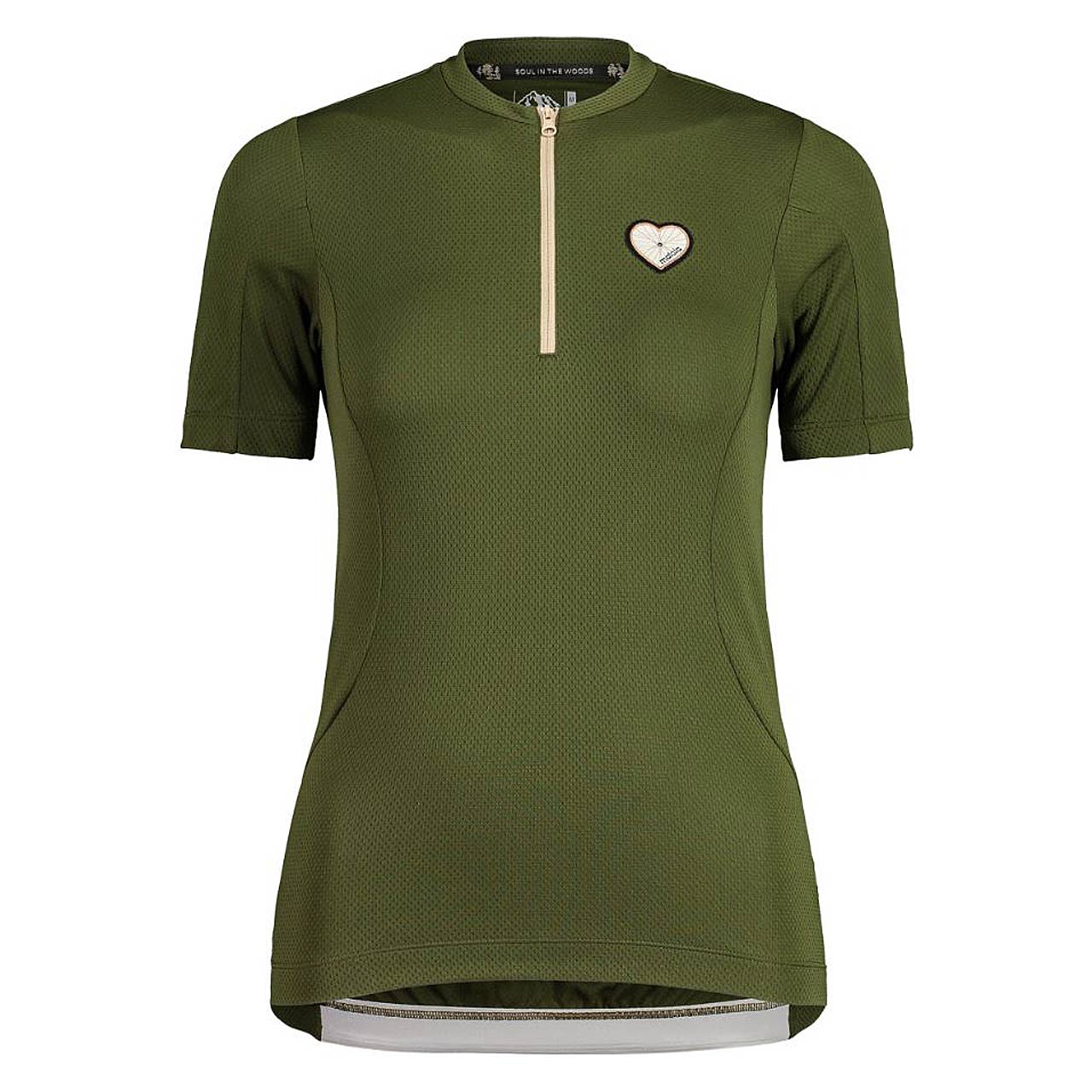Damen Radtrikot EscheM. Bike Jersey jetzt günstig kaufen in unserem Onlineshop. Neues Trikot-Design aus der gefärbten MoonDry Stoffserie. Der schöne Radherz-Patch auf der Brust sagt: "I am for bikelovers". Der flache Kragen ist inspiriert von einem Rippausschnitt eines T-Shirts. Die Schulternaht-Konstruktion ist ein schönes Detail